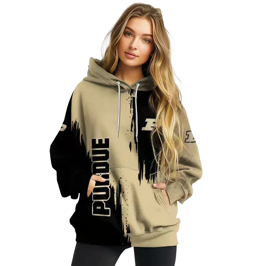 purdue boilermakers splatter effect gold hoodie high quality purdue boilermakers splatter effect gold hoodie high quality