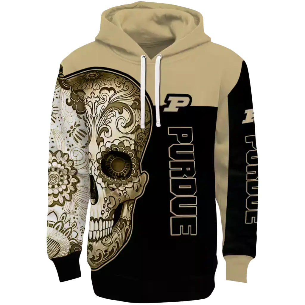purdue boilermakers sugar skull gold black hoodie best selling purdue boilermakers sugar skull gold black hoodie best selling