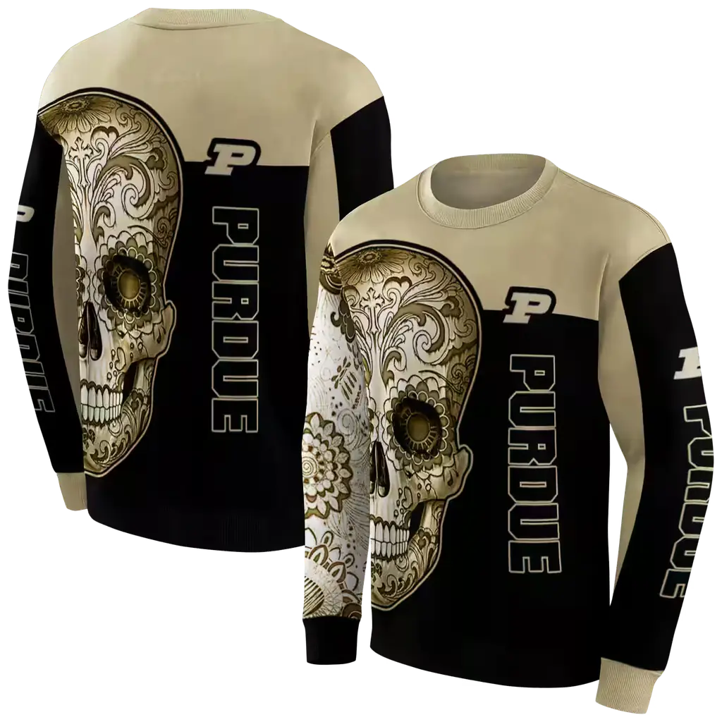 purdue boilermakers sugar skull gold black hoodie premium grade purdue boilermakers sugar skull gold black hoodie premium grade