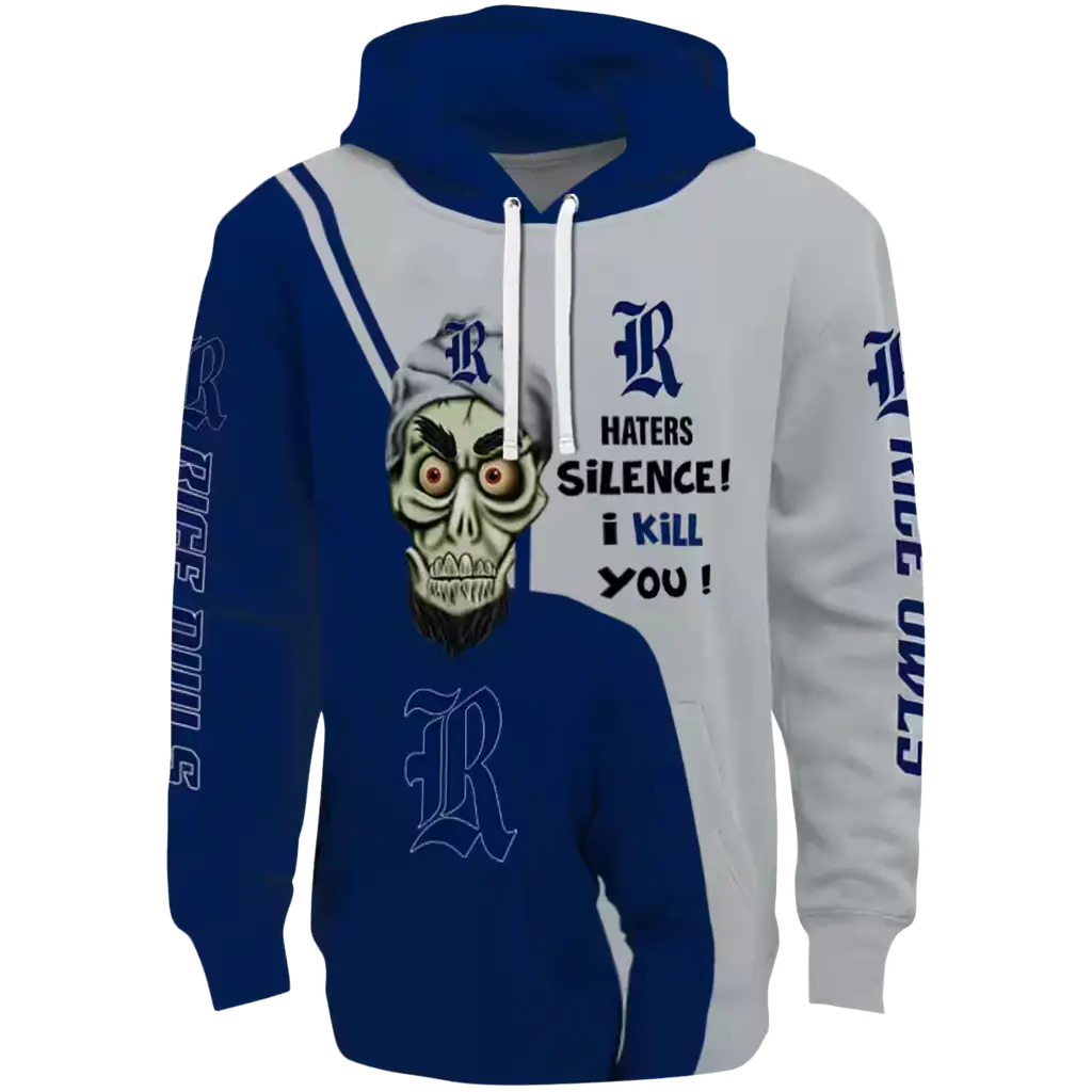 rice owls achmed skull navy blue hoodie best selling rice owls achmed skull navy blue hoodie best selling