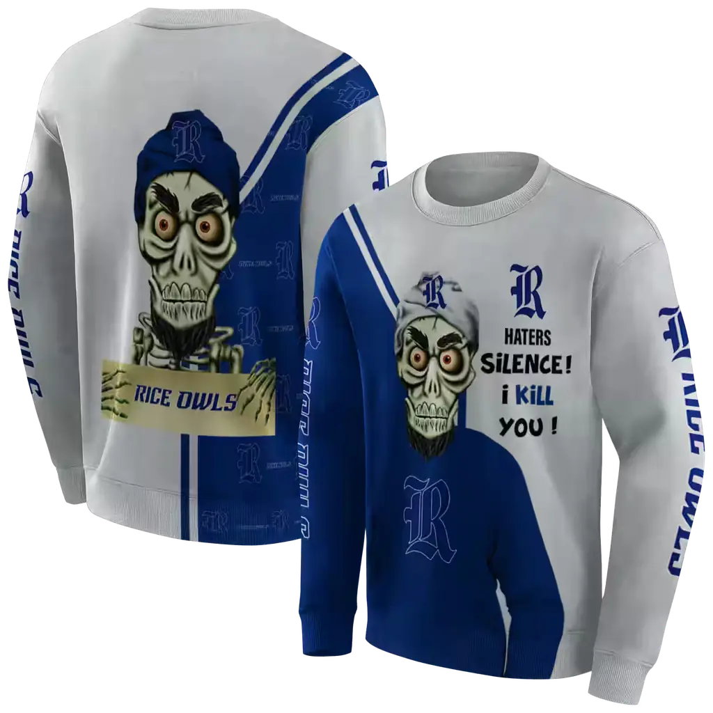 rice owls achmed skull navy blue hoodie premium grade rice owls achmed skull navy blue hoodie premium grade