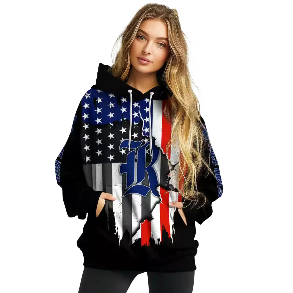rice owls american pride black hoodie high quality rice owls american pride black hoodie high quality