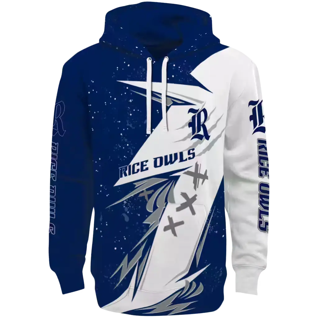 rice owls dynamic slash navy blue white hoodie best selling rice owls dynamic slash navy blue white hoodie best selling