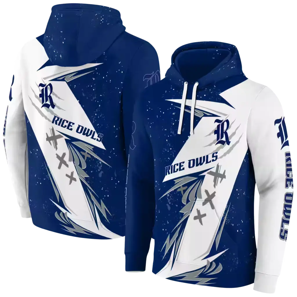 rice owls dynamic slash navy blue white hoodie fashion forward rice owls dynamic slash navy blue white hoodie fashion forward