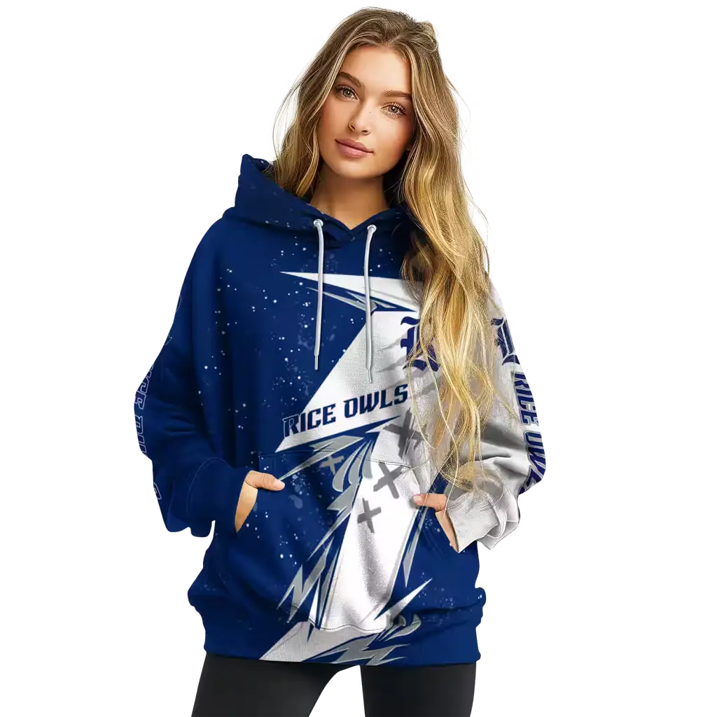 rice owls dynamic slash navy blue white hoodie high quality rice owls dynamic slash navy blue white hoodie high quality