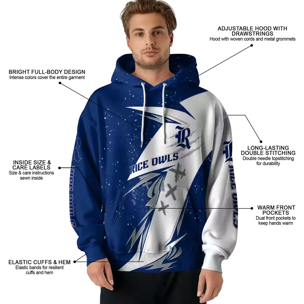 rice owls dynamic slash navy blue white hoodie latest model rice owls dynamic slash navy blue white hoodie latest model