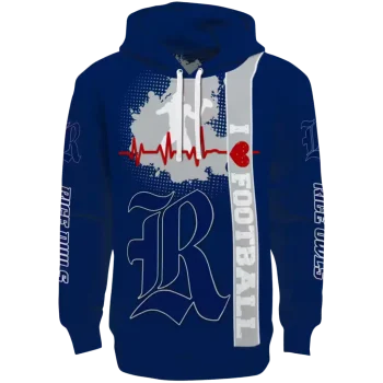 rice owls football heartbeat navy blue hoodie best selling