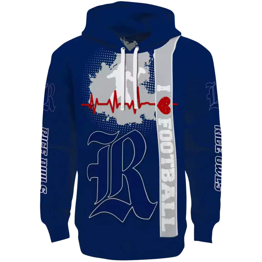rice owls football heartbeat navy blue hoodie best selling rice owls football heartbeat navy blue hoodie best selling