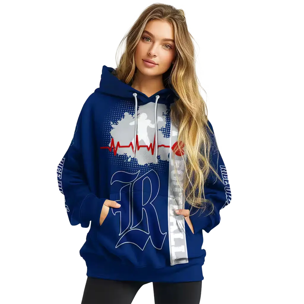 rice owls football heartbeat navy blue hoodie high quality rice owls football heartbeat navy blue hoodie high quality