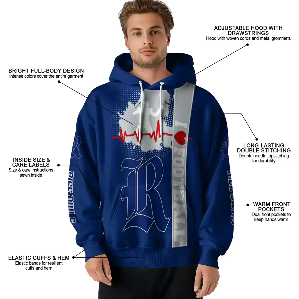rice owls football heartbeat navy blue hoodie latest model rice owls football heartbeat navy blue hoodie latest model