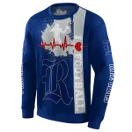 rice owls football heartbeat navy blue hoodie best selling