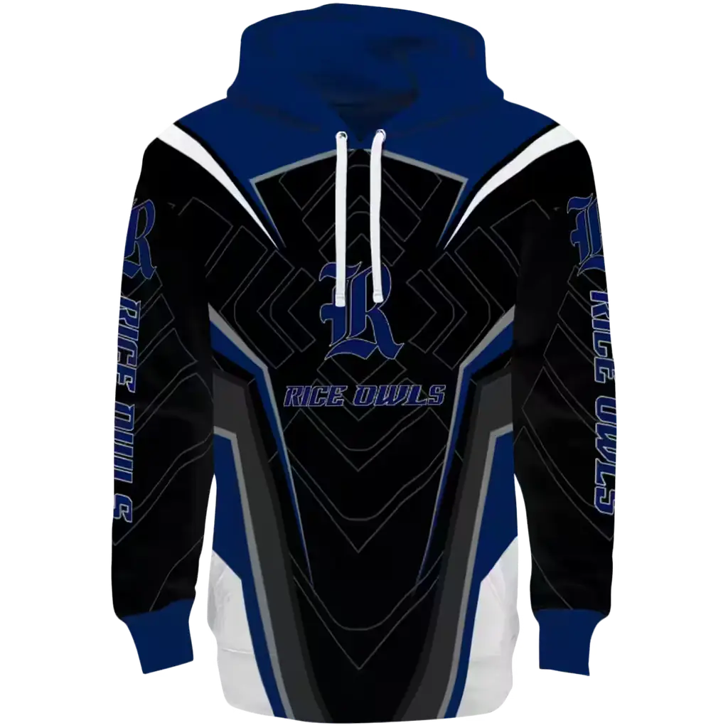 rice owls futuristic pattern navy blue black hoodie best selling rice owls futuristic pattern navy blue black hoodie best selling