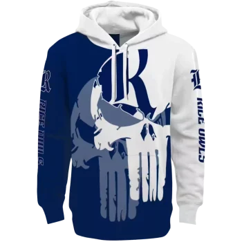 rice owls graphic punisher navy blue white hoodie best selling