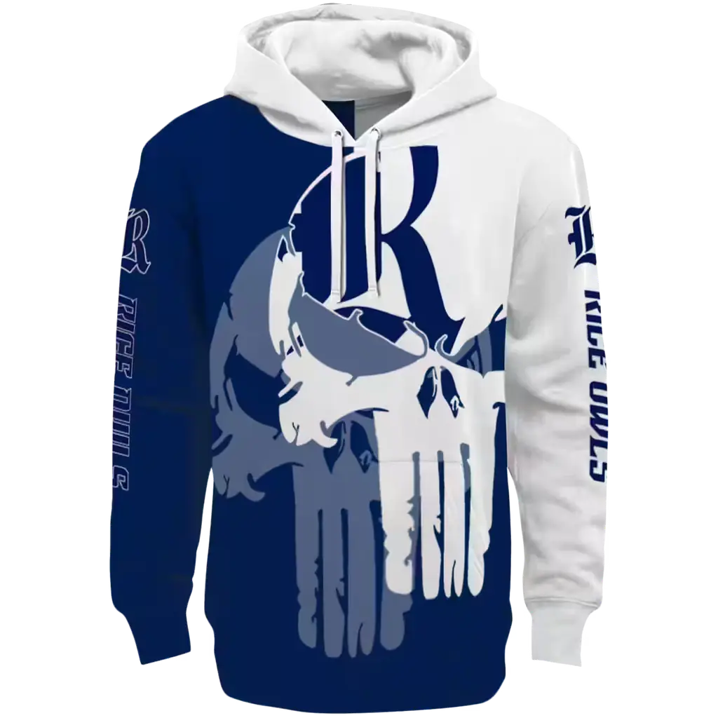 rice owls graphic punisher navy blue white hoodie best selling rice owls graphic punisher navy blue white hoodie best selling