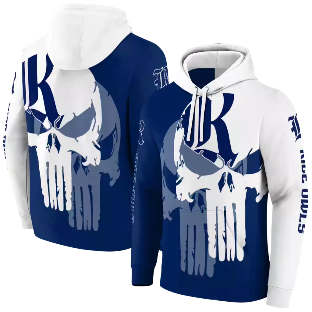 rice owls graphic punisher navy blue white hoodie fashion forward rice owls graphic punisher navy blue white hoodie fashion forward