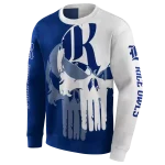 rice owls graphic punisher navy blue white hoodie best selling