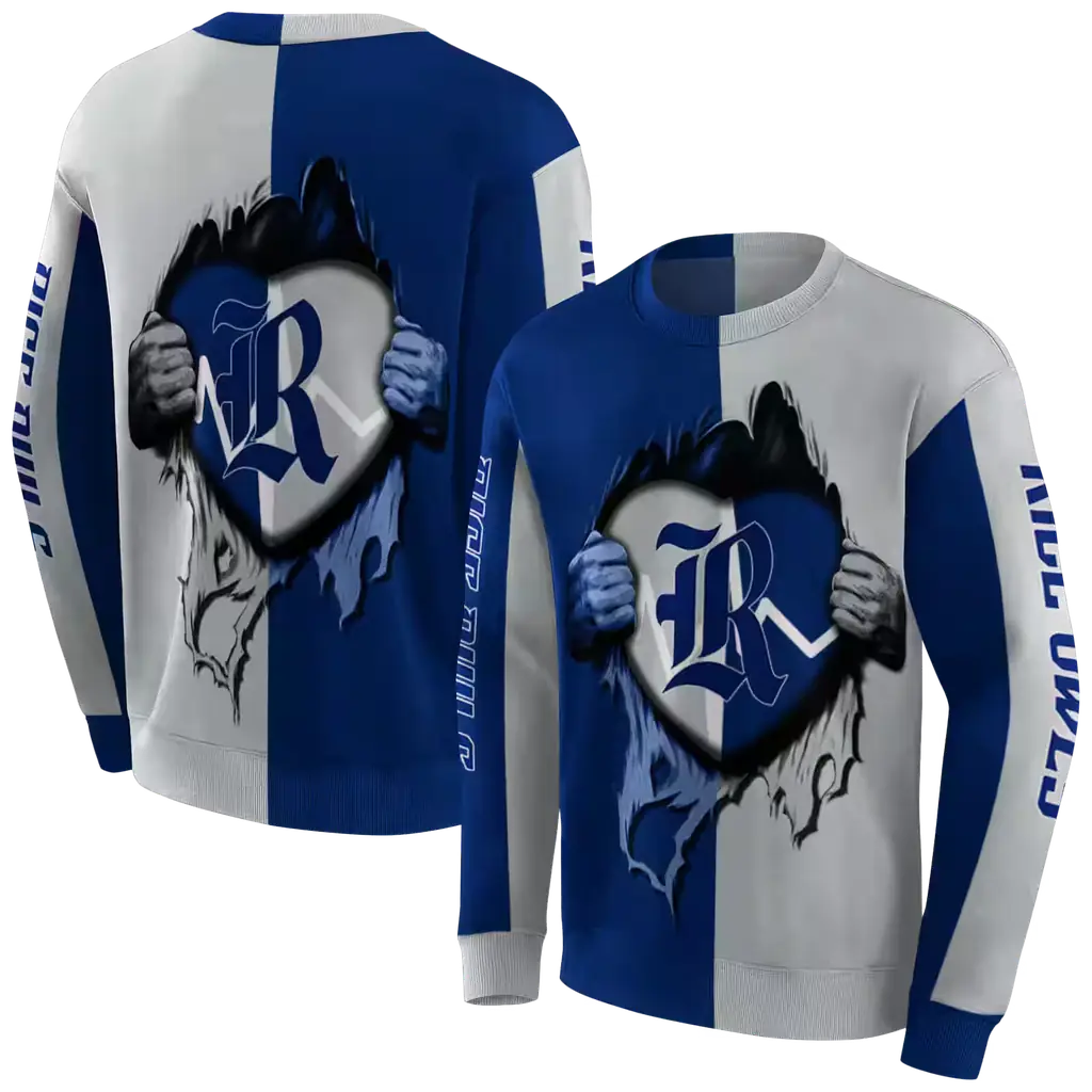 rice owls heartbeat graphic navy blue hoodie premium grade rice owls heartbeat graphic navy blue hoodie premium grade