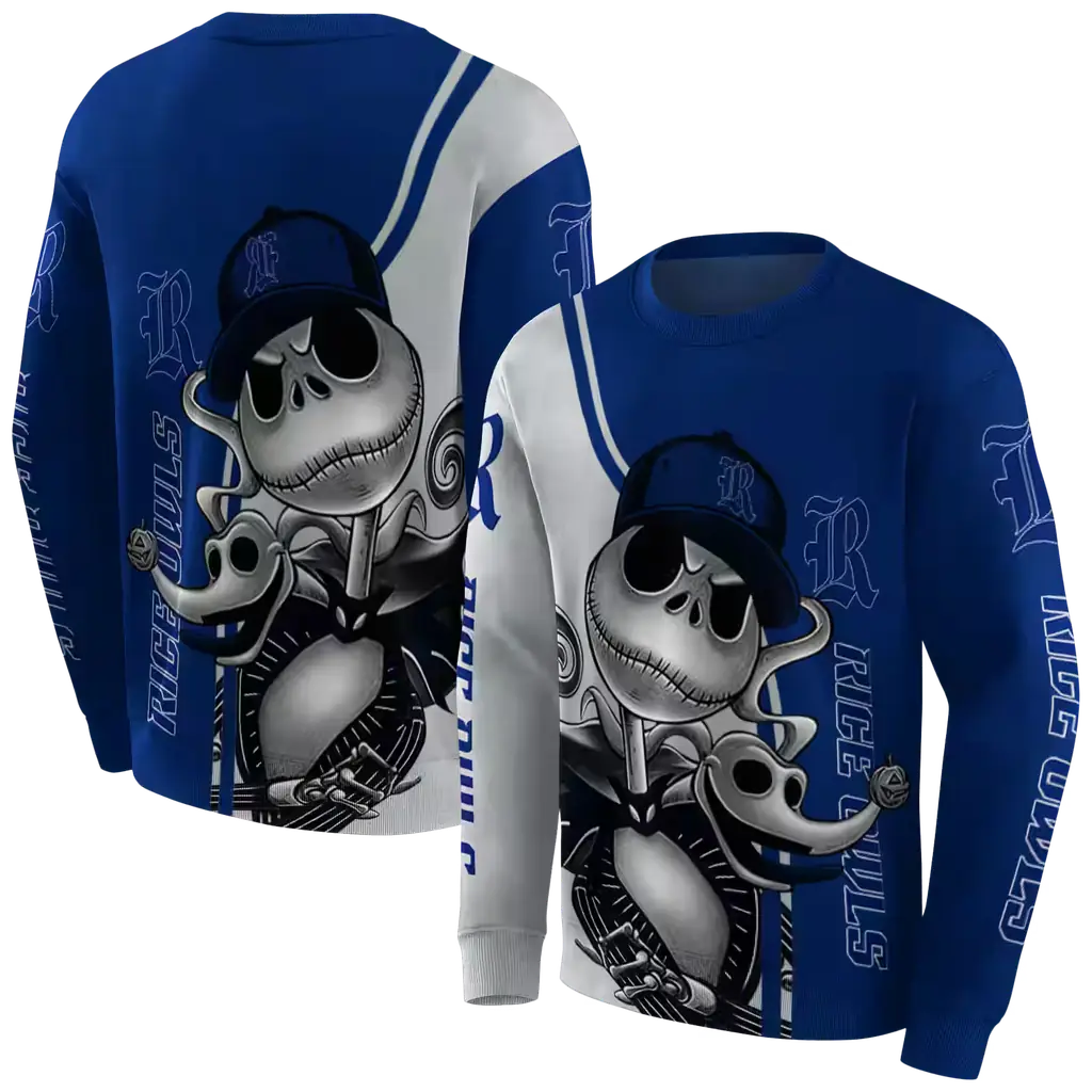 rice owls jack skellington navy blue hoodie premium grade rice owls jack skellington navy blue hoodie premium grade