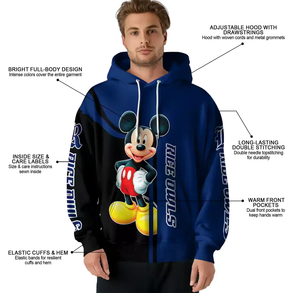 rice owls mickey mouse navy blue black hoodie latest model rice owls mickey mouse navy blue black hoodie latest model