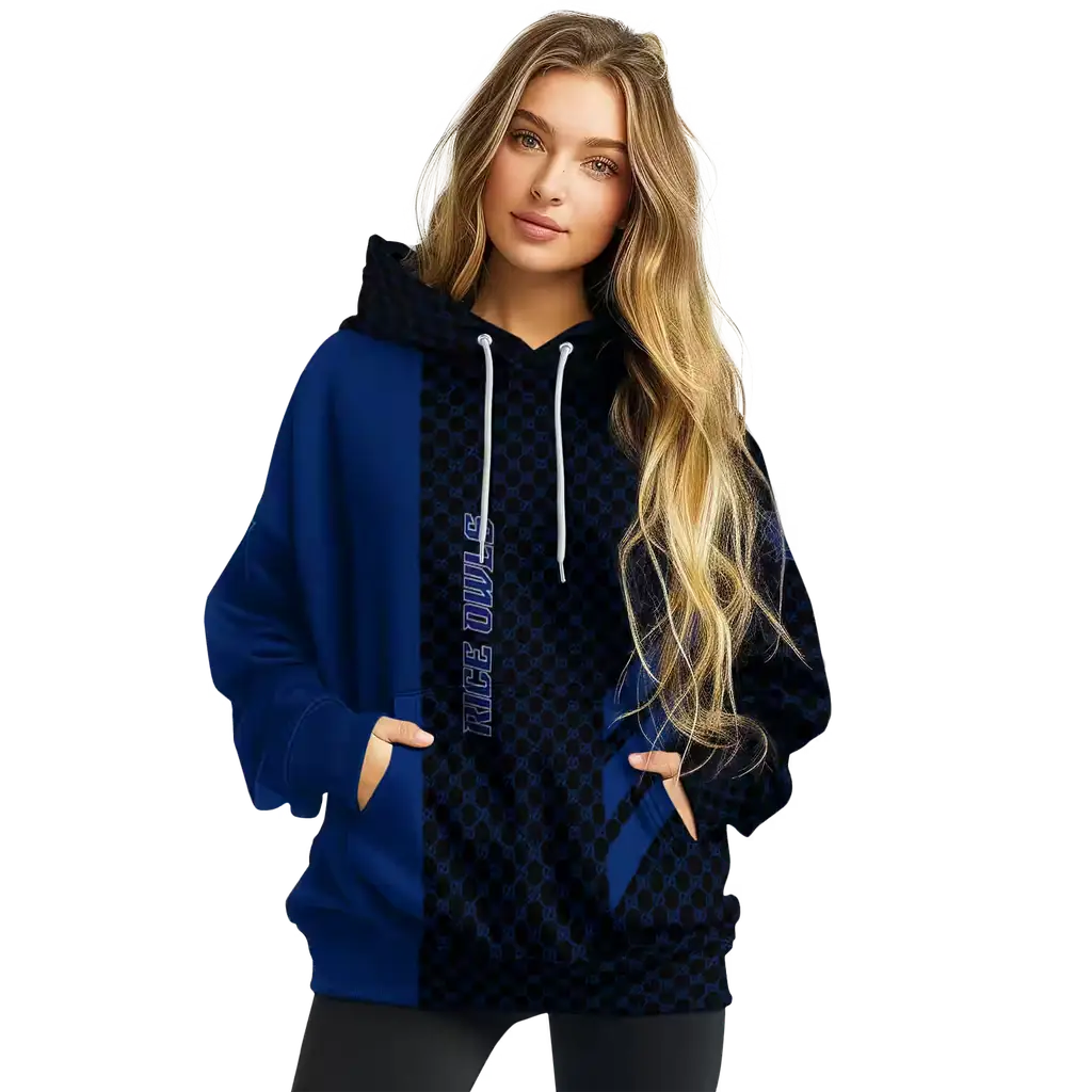 rice owls monogram pattern navy blue hoodie high quality rice owls monogram pattern navy blue hoodie high quality