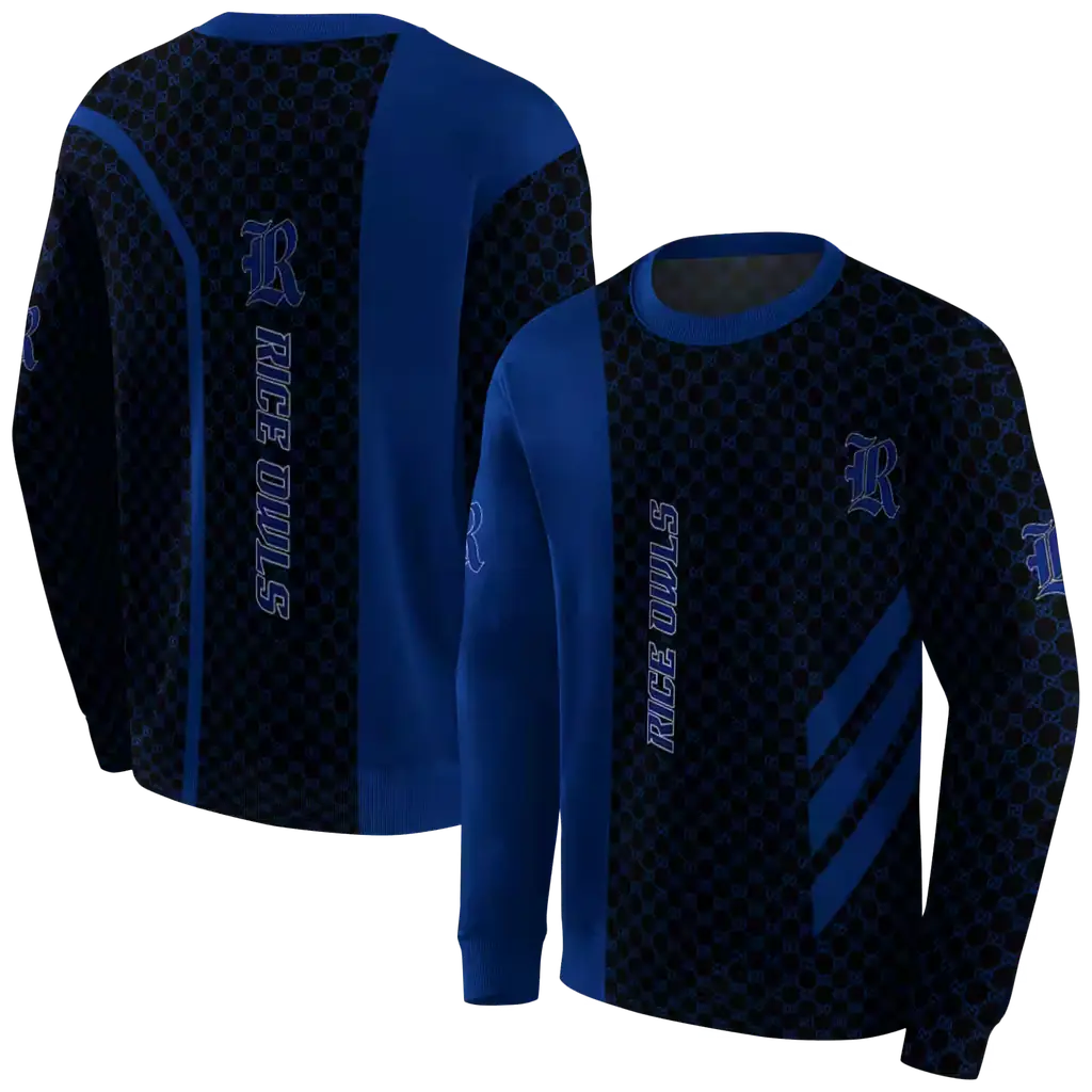 rice owls monogram pattern navy blue hoodie premium grade rice owls monogram pattern navy blue hoodie premium grade