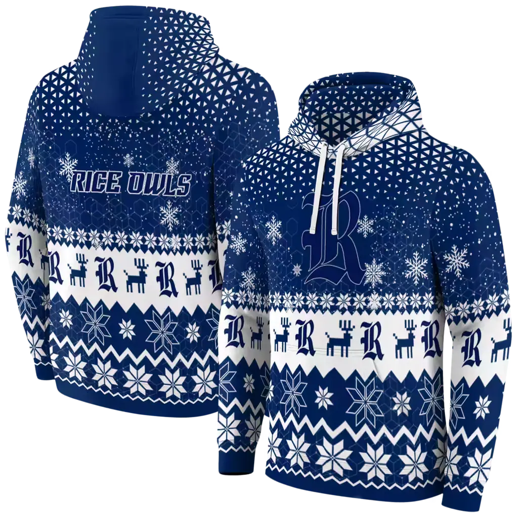 rice owls reindeer motif navy blue hoodie fashion forward rice owls reindeer motif navy blue hoodie fashion forward