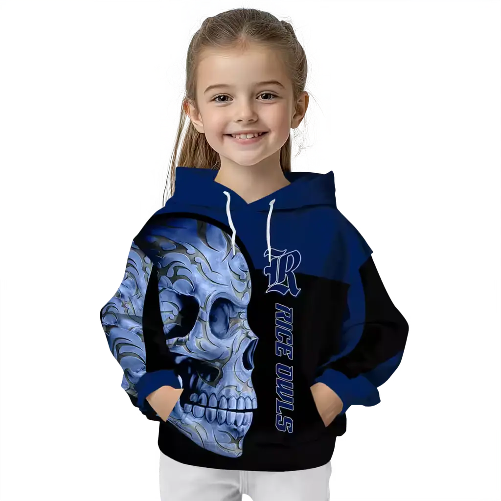 rice owls skull motif navy blue black hoodie top rated rice owls skull motif navy blue black hoodie top rated
