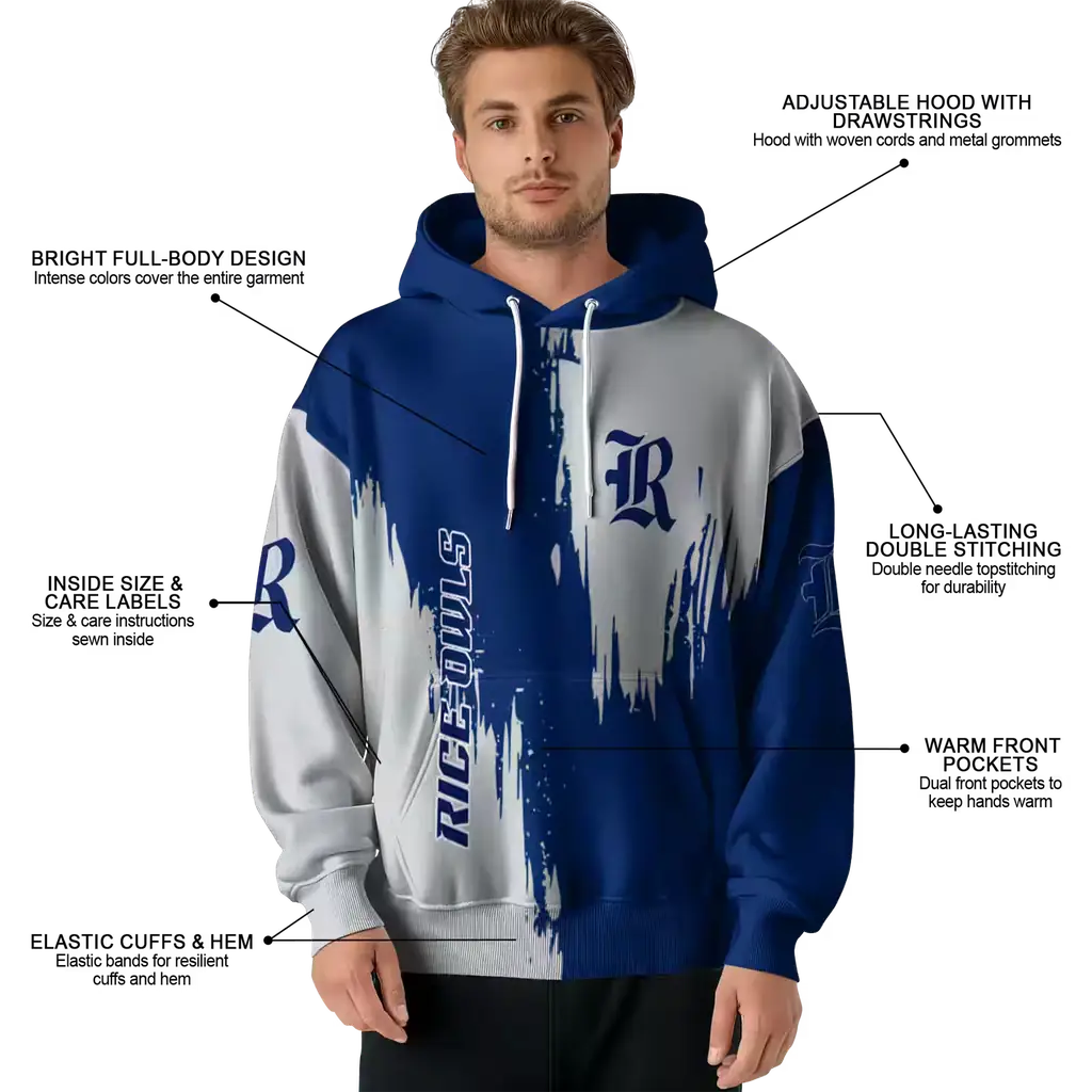 rice owls splatter effect navy blue hoodie latest model rice owls splatter effect navy blue hoodie latest model