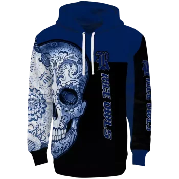 rice owls sugar skull navy blue black hoodie best selling