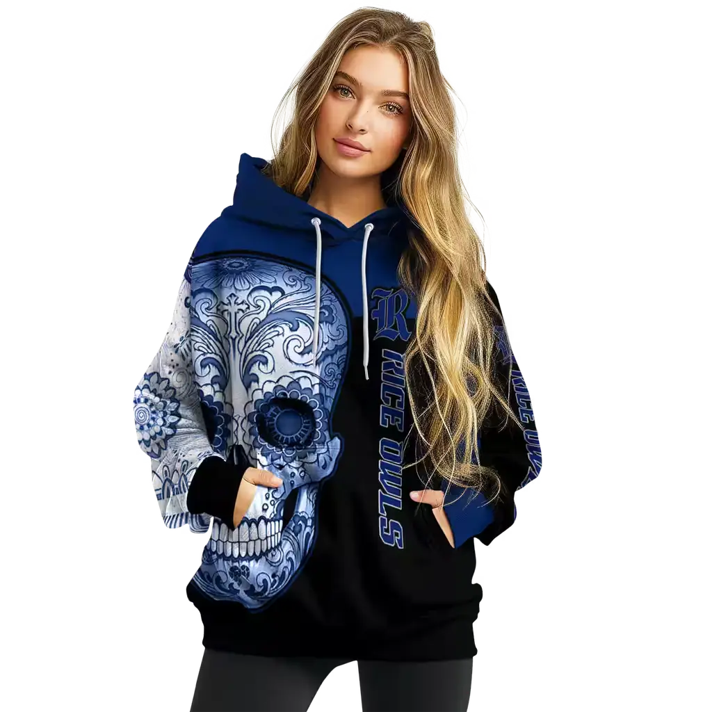 rice owls sugar skull navy blue black hoodie high quality rice owls sugar skull navy blue black hoodie high quality