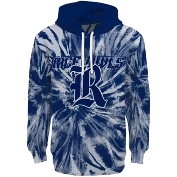 rice owls tie dye pattern navy blue hoodie best selling