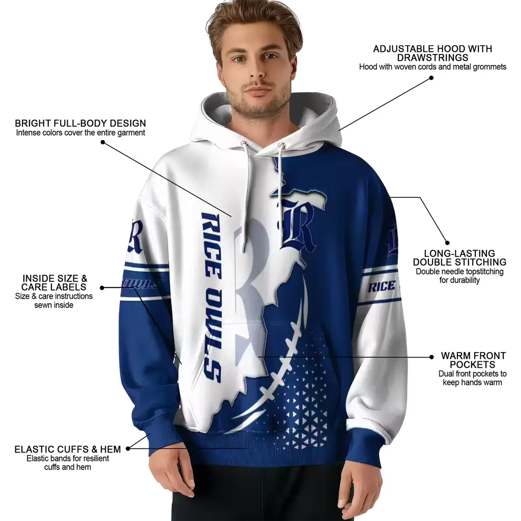 rice owls triangular pattern navy blue white hoodie latest model rice owls triangular pattern navy blue white hoodie latest model