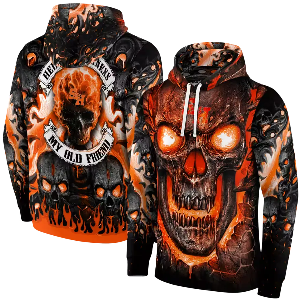 sam houston bearkats demonic skull orange black hoodie fashion forward sam houston bearkats demonic skull orange black hoodie fashion forward