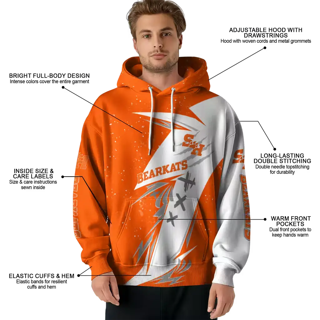 sam houston bearkats dynamic slash orange white hoodie latest model sam houston bearkats dynamic slash orange white hoodie latest model
