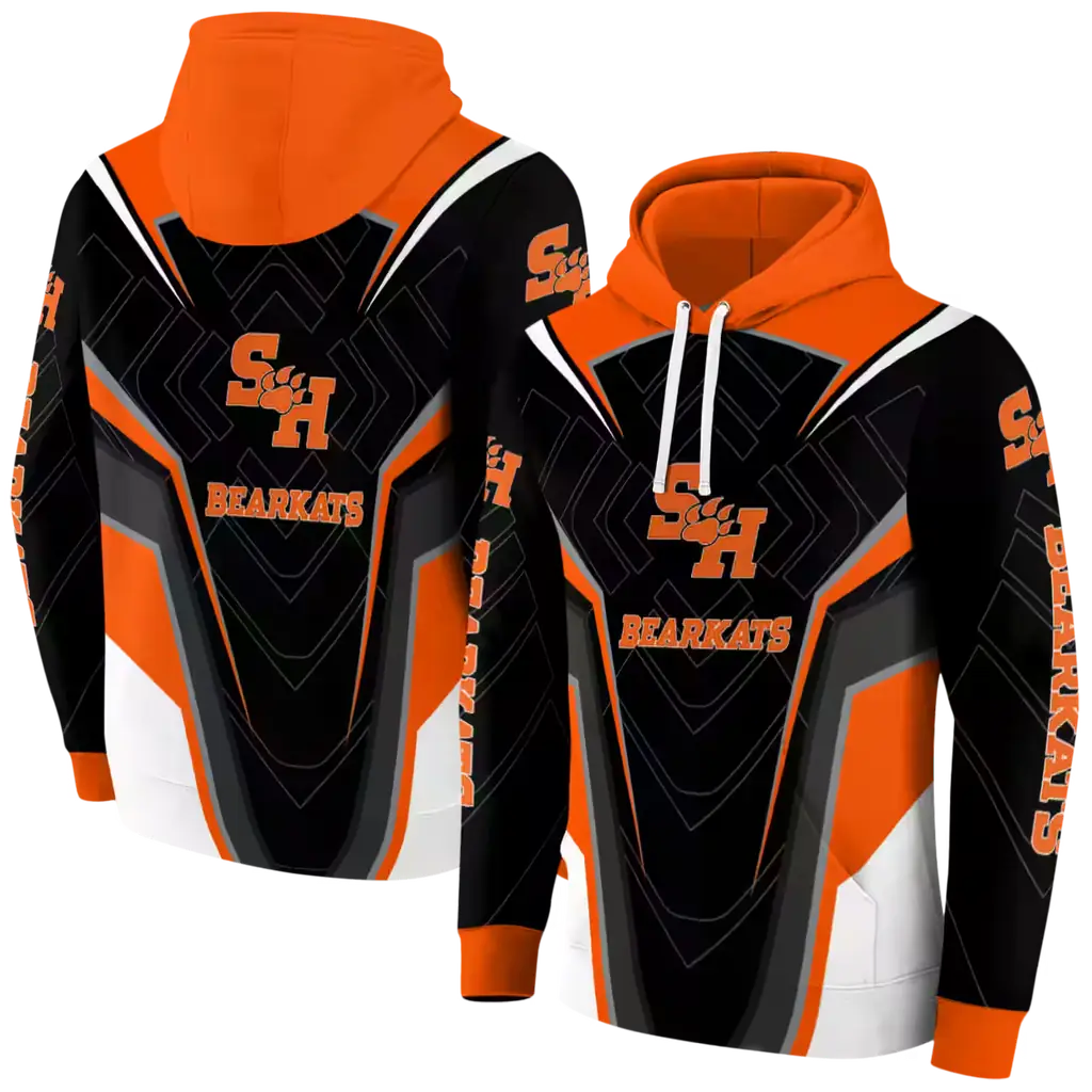 sam houston bearkats futuristic pattern orange black hoodie fashion forward sam houston bearkats futuristic pattern orange black hoodie fashion forward