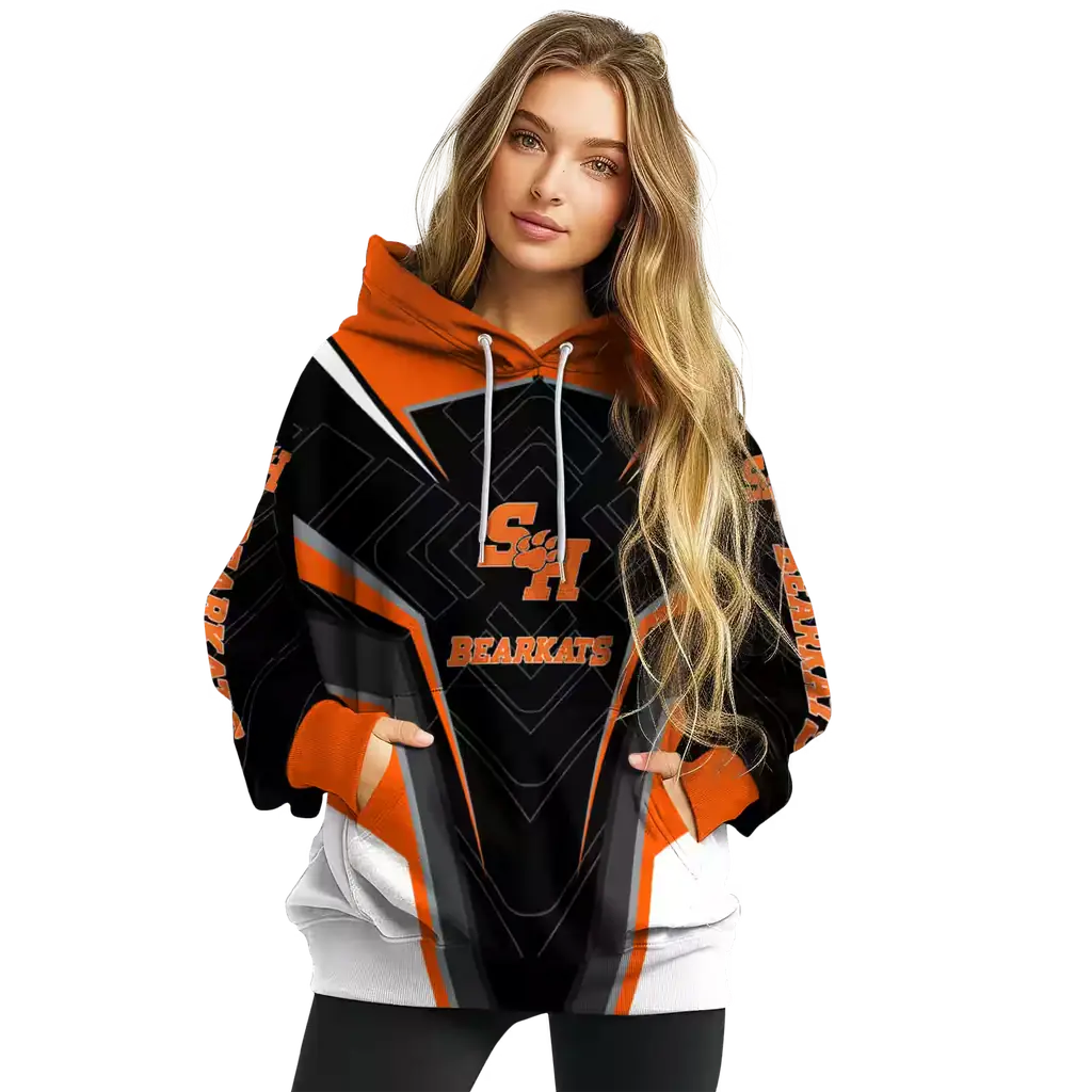 sam houston bearkats futuristic pattern orange black hoodie high quality sam houston bearkats futuristic pattern orange black hoodie high quality