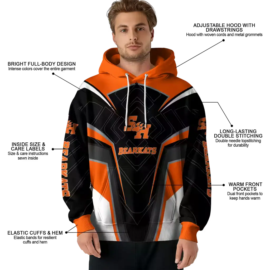 sam houston bearkats futuristic pattern orange black hoodie latest model sam houston bearkats futuristic pattern orange black hoodie latest model