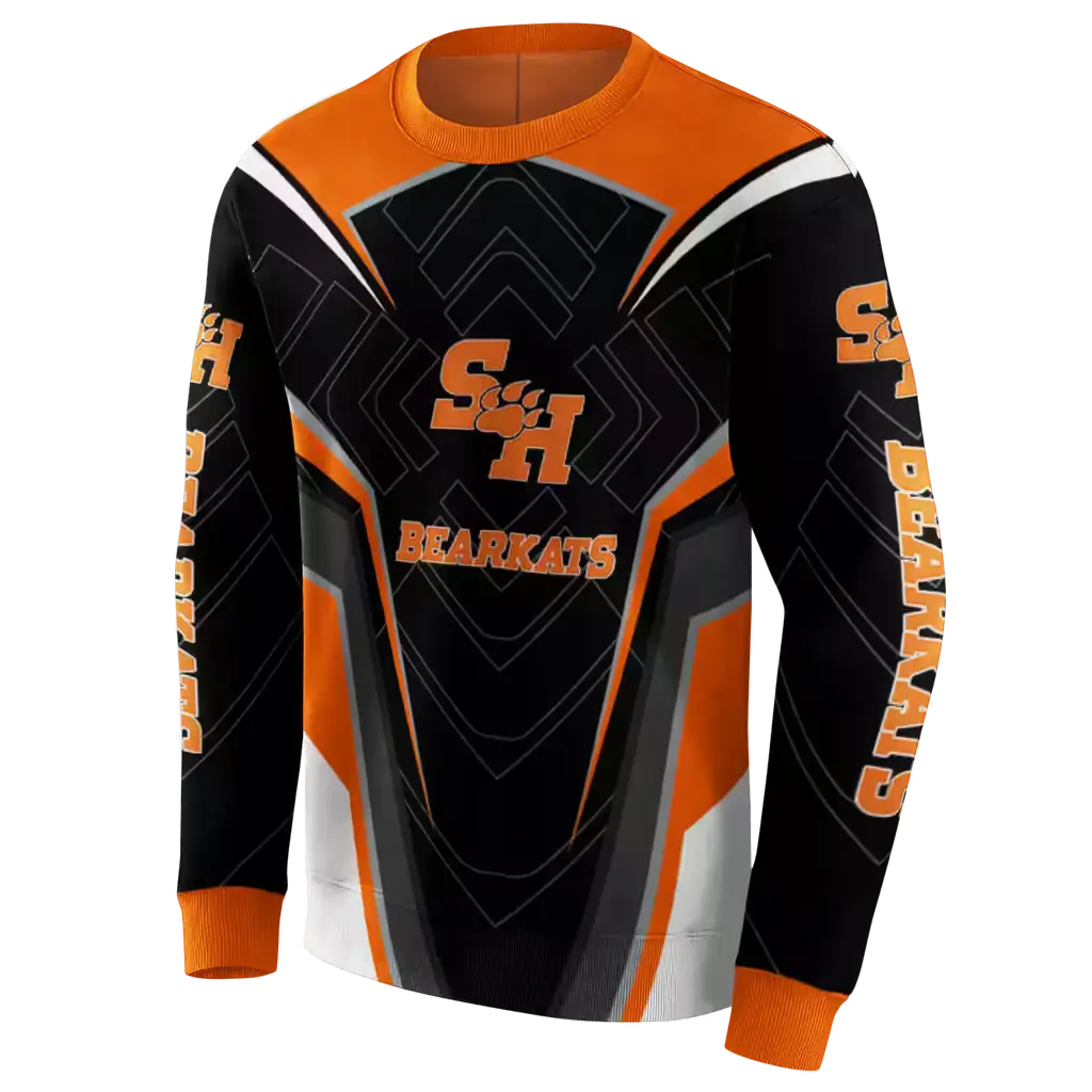 sam houston bearkats futuristic pattern orange black hoodie new arrival sam houston bearkats futuristic pattern orange black hoodie new arrival