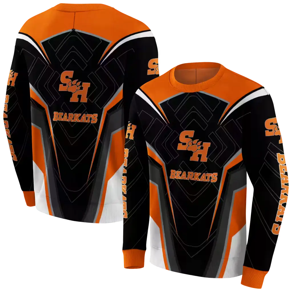 sam houston bearkats futuristic pattern orange black hoodie premium grade sam houston bearkats futuristic pattern orange black hoodie premium grade