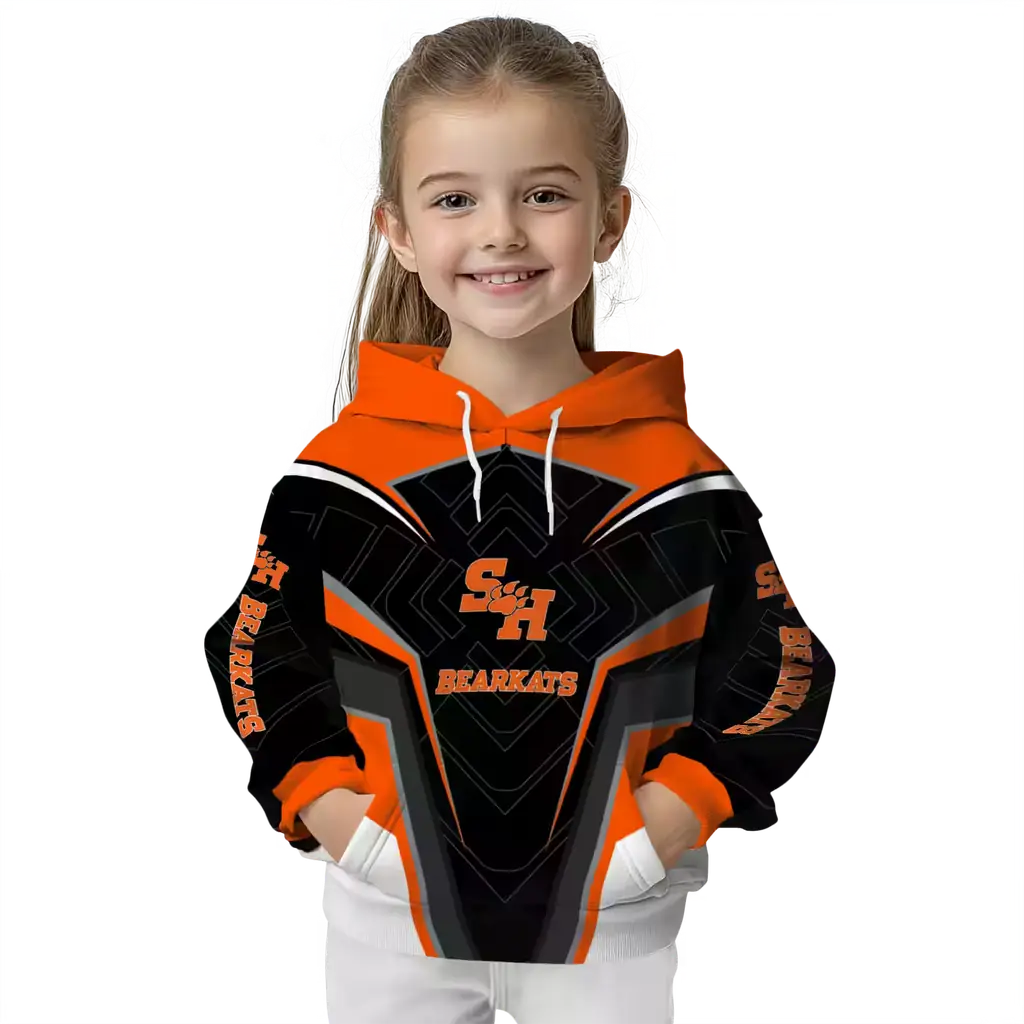 sam houston bearkats futuristic pattern orange black hoodie top rated sam houston bearkats futuristic pattern orange black hoodie top rated
