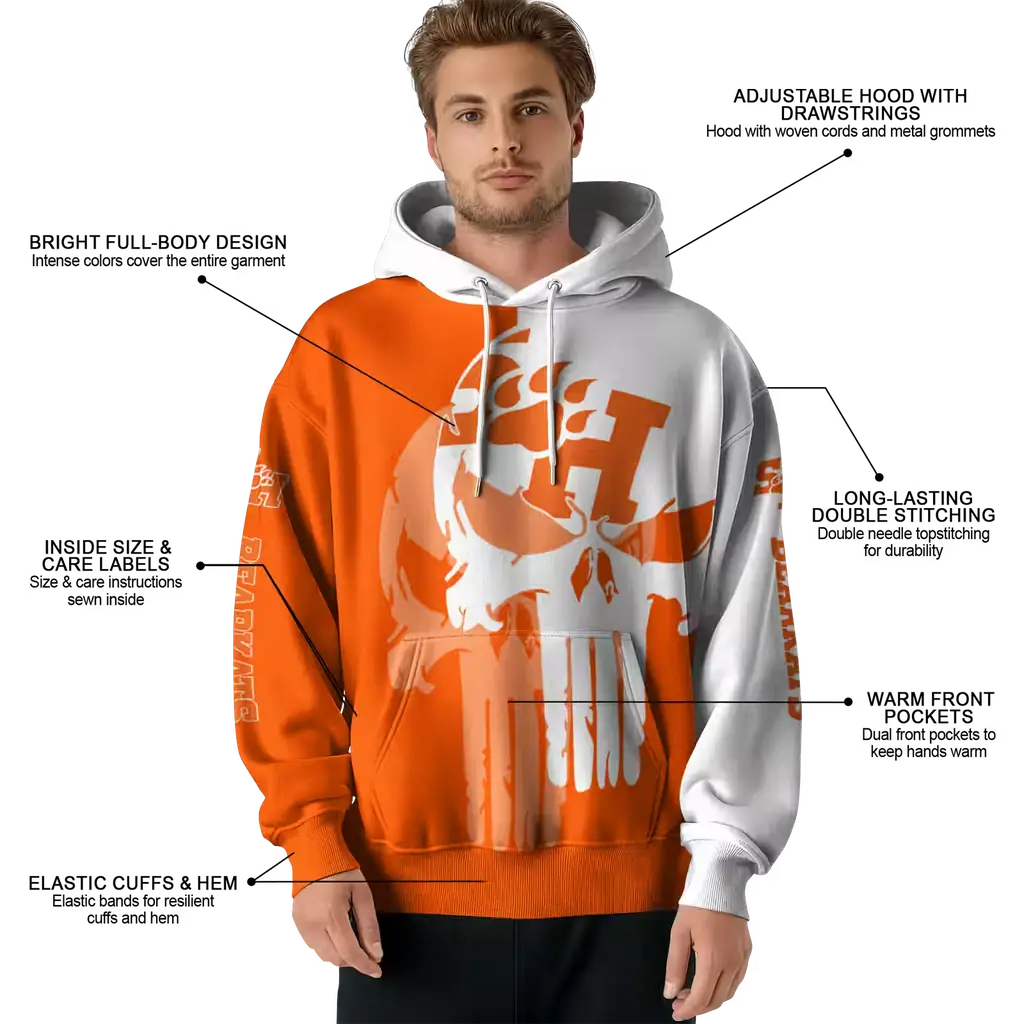 sam houston bearkats graphic punisher orange white hoodie latest model sam houston bearkats graphic punisher orange white hoodie latest model