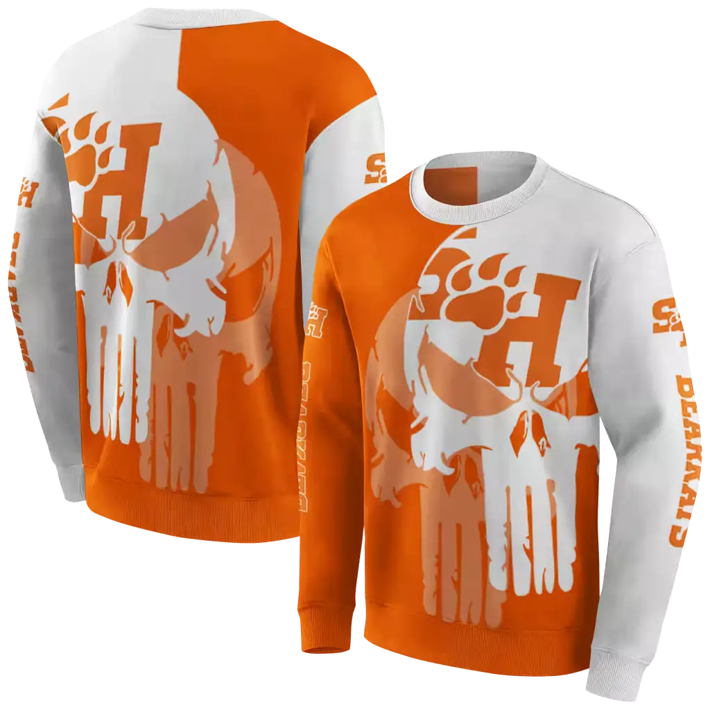 sam houston bearkats graphic punisher orange white hoodie premium grade sam houston bearkats graphic punisher orange white hoodie premium grade