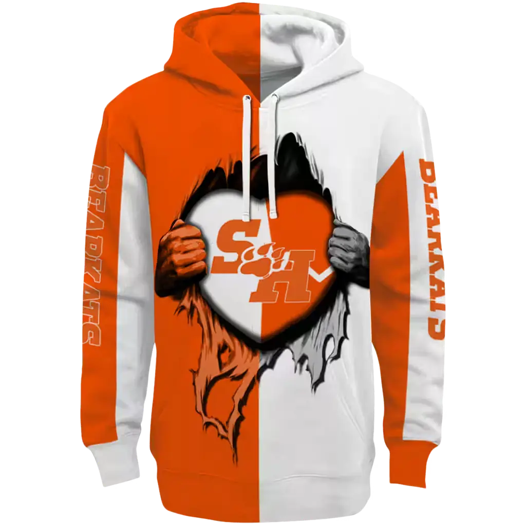 sam houston bearkats heartbeat graphic orange hoodie best selling sam houston bearkats heartbeat graphic orange hoodie best selling