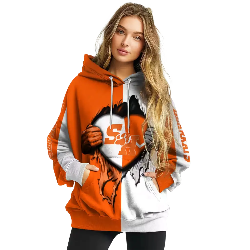 sam houston bearkats heartbeat graphic orange hoodie high quality sam houston bearkats heartbeat graphic orange hoodie high quality