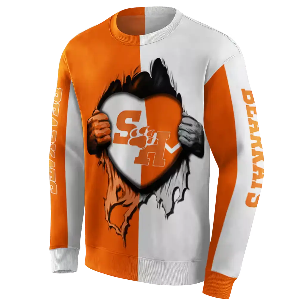 sam houston bearkats heartbeat graphic orange hoodie new arrival sam houston bearkats heartbeat graphic orange hoodie new arrival