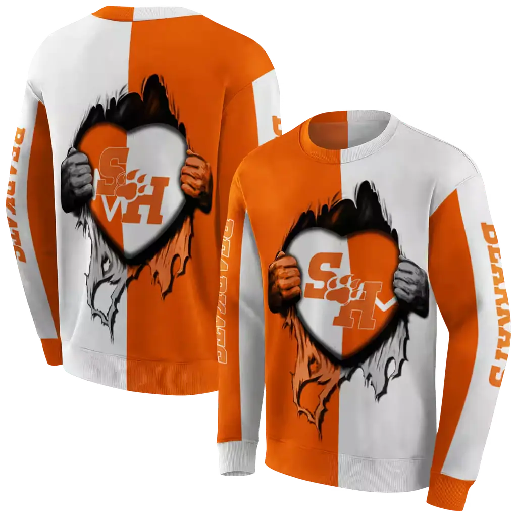 sam houston bearkats heartbeat graphic orange hoodie premium grade sam houston bearkats heartbeat graphic orange hoodie premium grade