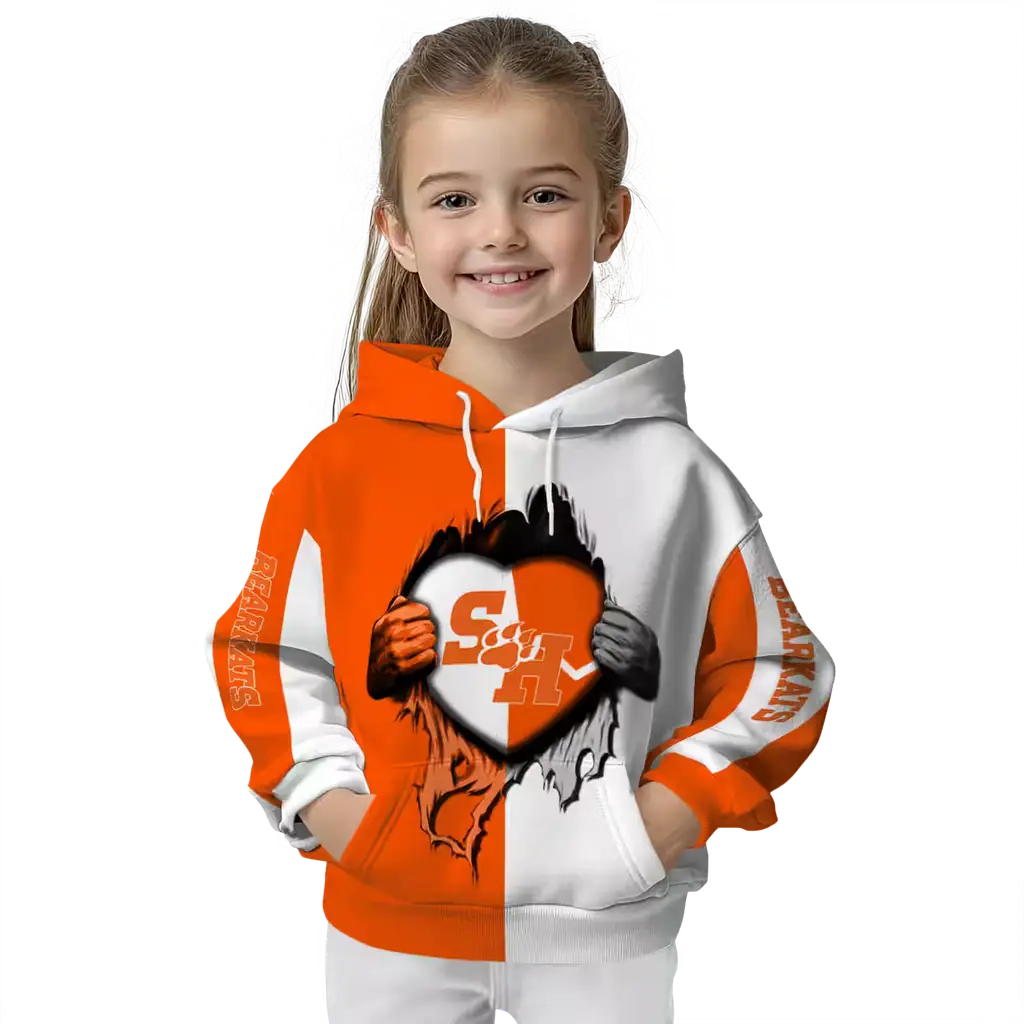 sam houston bearkats heartbeat graphic orange hoodie top rated sam houston bearkats heartbeat graphic orange hoodie top rated