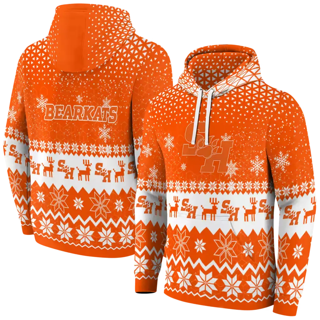sam houston bearkats reindeer motif orange hoodie fashion forward sam houston bearkats reindeer motif orange hoodie fashion forward