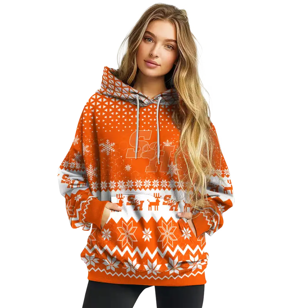 sam houston bearkats reindeer motif orange hoodie high quality sam houston bearkats reindeer motif orange hoodie high quality