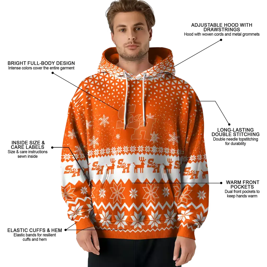 sam houston bearkats reindeer motif orange hoodie latest model sam houston bearkats reindeer motif orange hoodie latest model